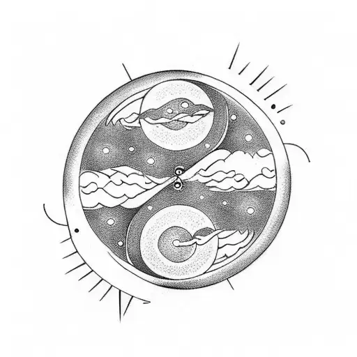 Yin And Yang Sun And Moon Time Clock