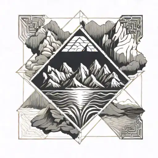 Mountains In A Rhombus Sea In A Circle