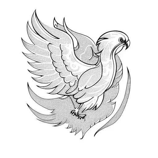 Phoenix Wing With Shape Sketch Lines