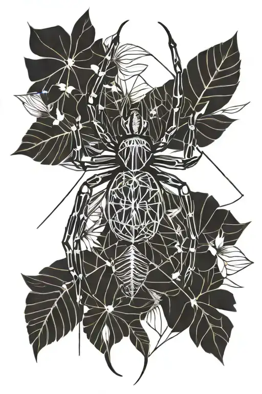 Palm Spider Flowers Nature Black Animal Geometric