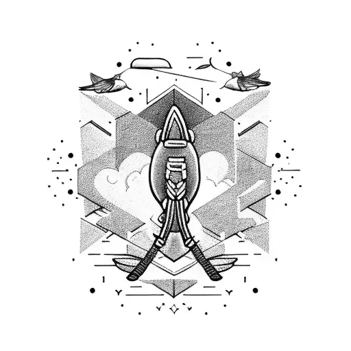 A Black And Grey Tattoo Of A Soldier Shooting A Gun With A Majestic Bird Flying Overhead