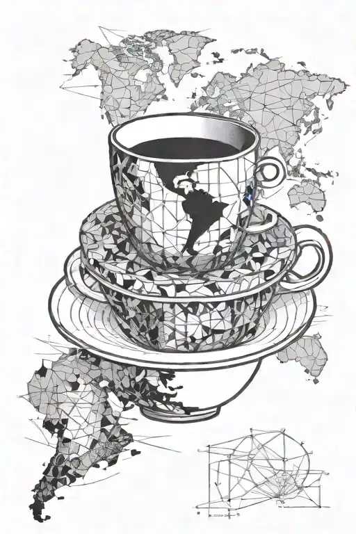 A Coffee Cup Morphing Into A Stack Of Books With A World Map In The Background