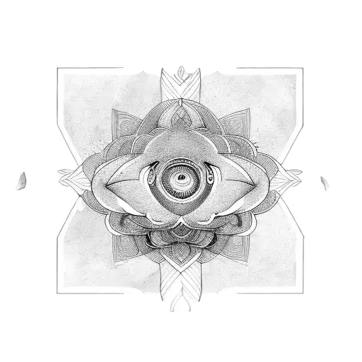 Eyes In The Lotus On Men Center Chest