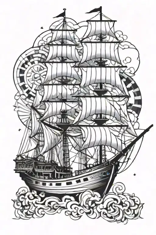 Pirate Boat Sailing Across