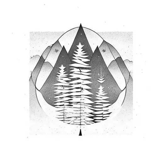 Forest Mountains Trees Lines Aground Arm