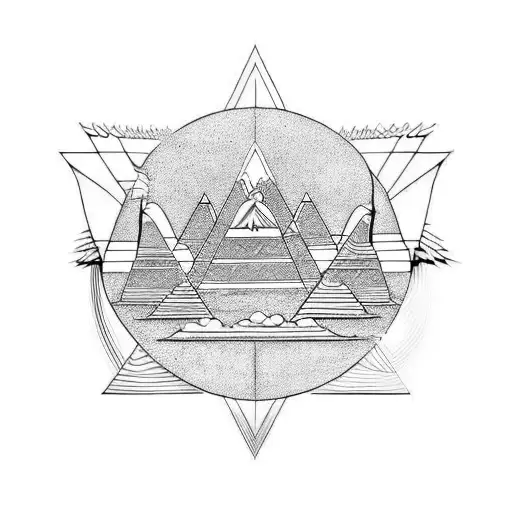 Egyptian Pyramids With Energy And Phoenix