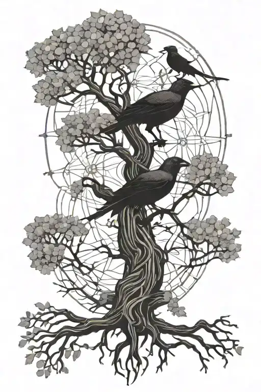 Yggdrasil Tree With 2 Crows