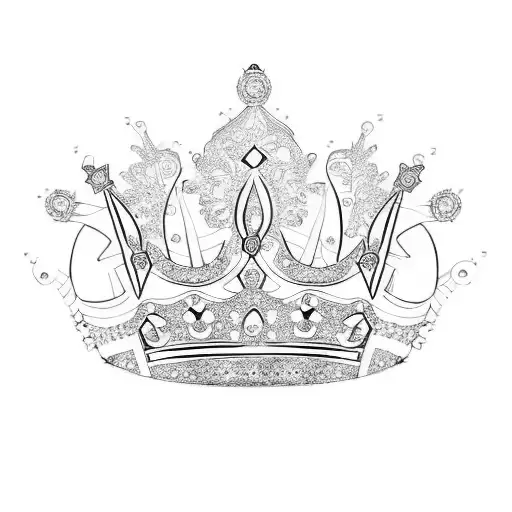 Queen's Diamond Crown Line Drawing