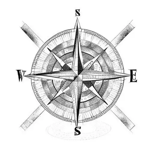 A Compass Rose Made Out Of Various Kitchen Utensils