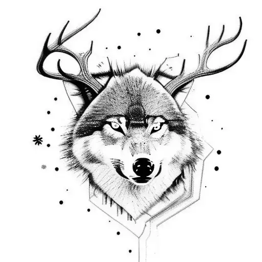 Half Wolf Head Half Deer Head