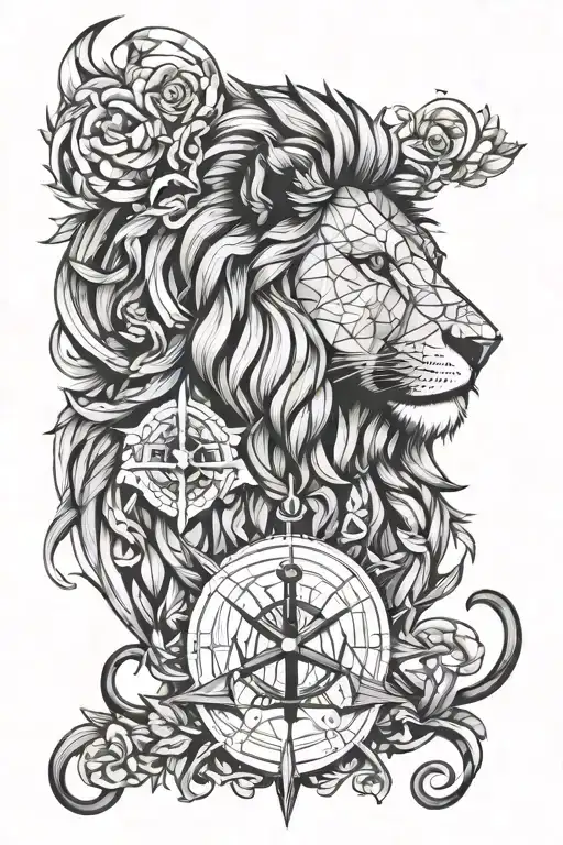 Lion And Nature And Iran And Anchor And Compass