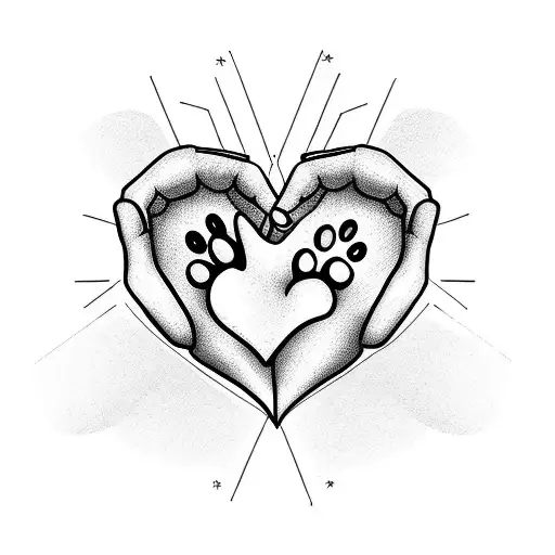 Heart With Hand And Dog Paw