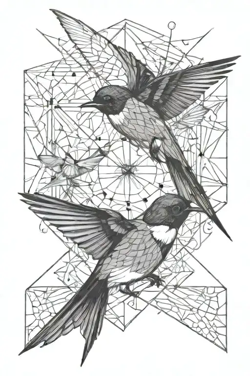 A Swallow And A Robin Bird Soaring