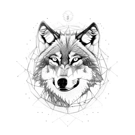 Wolf In Forest With Geomtric Design In 10X4 Ratio For Forearm