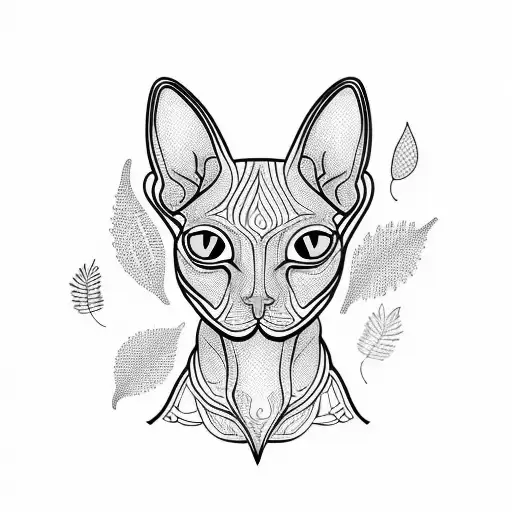 Sphynx Cat With Leaves