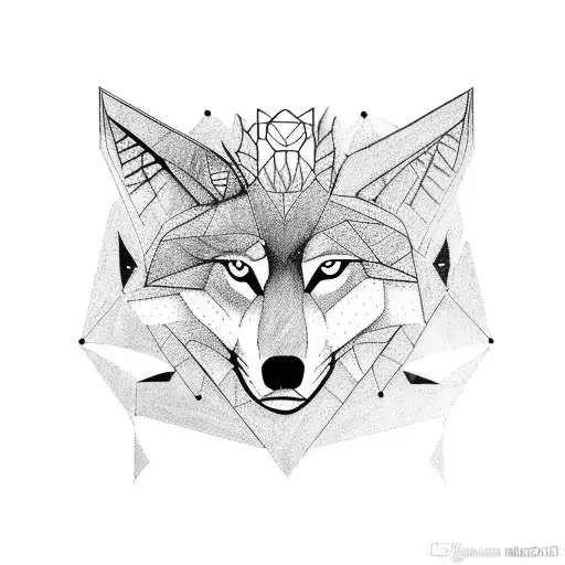 Wolf In Forest With Geomtric Design