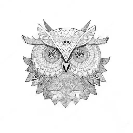 Owl And Bear Faces Inside A Heartshape With Woven Green And Blue Colors