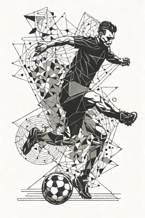 Soccer Player Kicking A Ball Surrounded My Music Notes