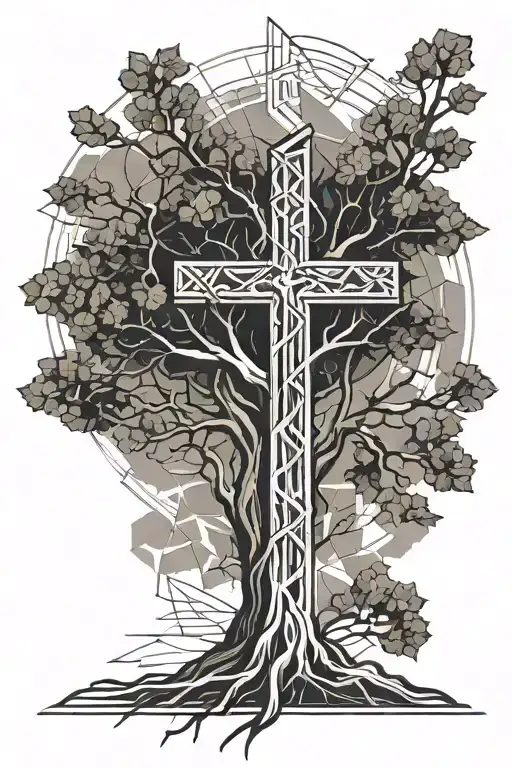Tree And Cross To The Left