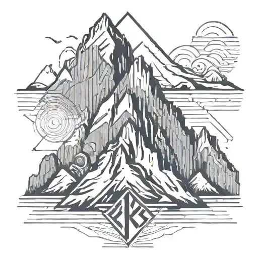 Mountain Outline With Kb Initials Intertwined