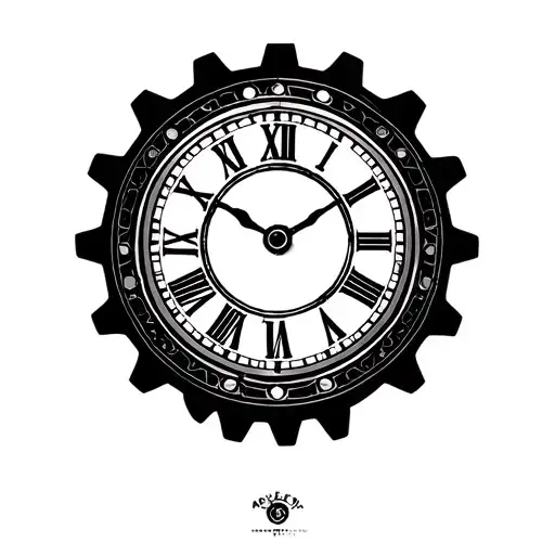 Clock In The Shape Of A Bike Gear With Roman Numerals Surrounded By Thin Circles