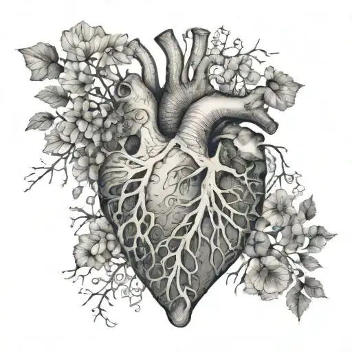 Organ Heart Aorta Arteries Shaped With Sea Shells Corals Tree Vines Roots
