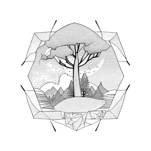 Landscape Nature Representing Family Of 4