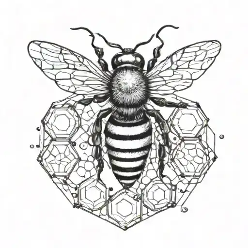 Bee With Cancer Constellation Honeycomb Pattern