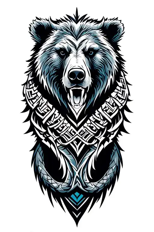 Norse Bear Wrapped By Jormungandr