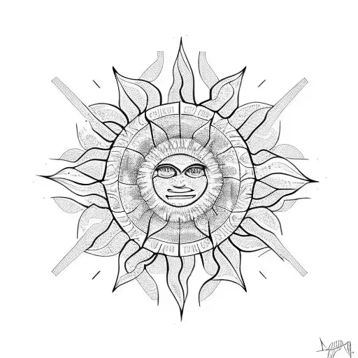Twisted Sun Lineart Stylized