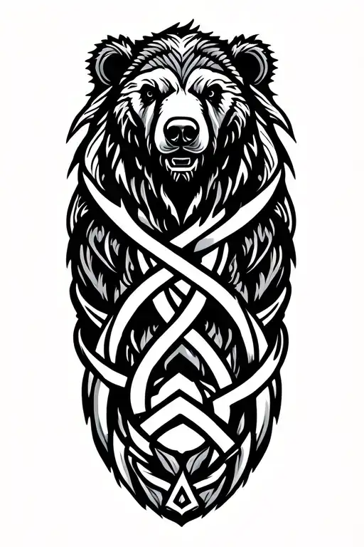 Bear Made From A Celtic Trinity Knot Wrapped By Jormungandr
