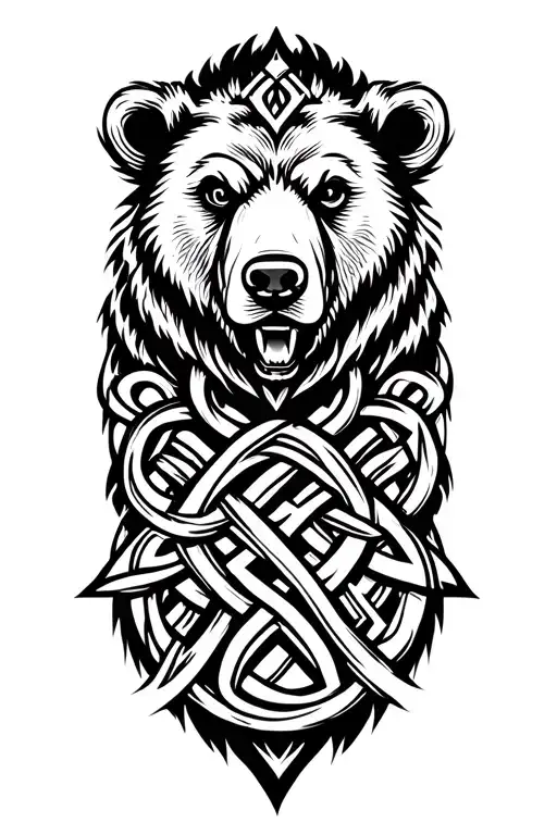 Bear Made From A Celtic Trinity Knot Wrapped By Jormungandr