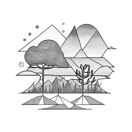 Landscape Nature Representing Family Of 4