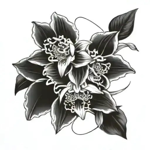 Cattleya Lotus Delicate Thin Lines Light