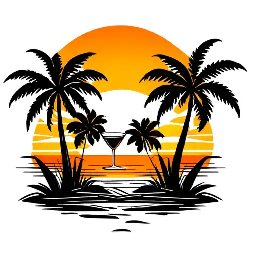 4 Palm Trees Sunset Cocktails