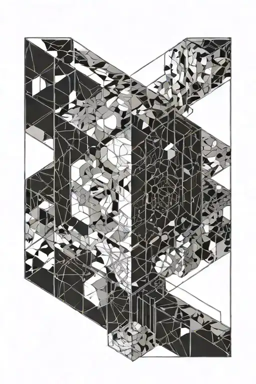Planet Split Into Half Inside A Cube