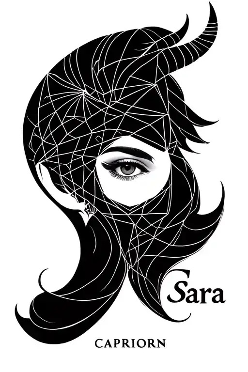 Woman Face With The Name Sara And The Capricorn Sodiacal Sign