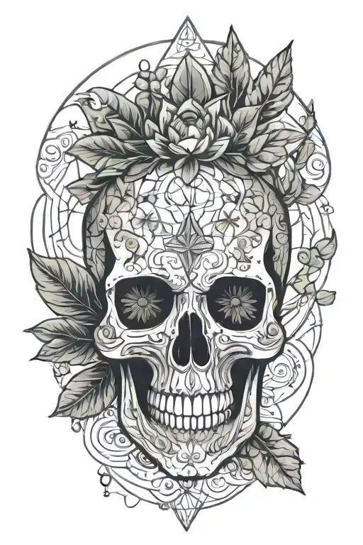 Skull Water Plants Sacred Geometry Patterns