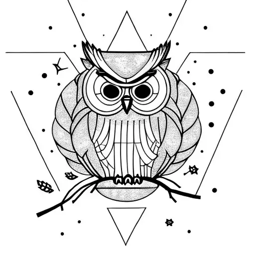 Manly Owl With Branches With Torns Underneath The Sky Full Of Stars