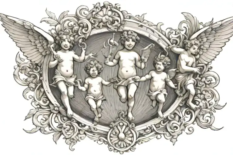 3 Cherubs In Heaven Gates