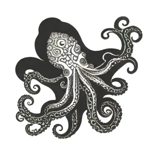 Octopus Entwined With Astronomical Symbols
