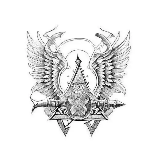 Antique Sword With Eagle Wings Behind It