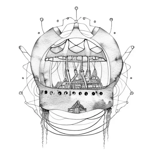 Watercolor Jellyfish With A Sunken Ship In The Background