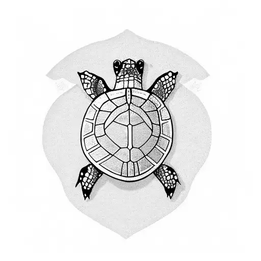 Cute Black Line Turtle With The Name Tim Worked In