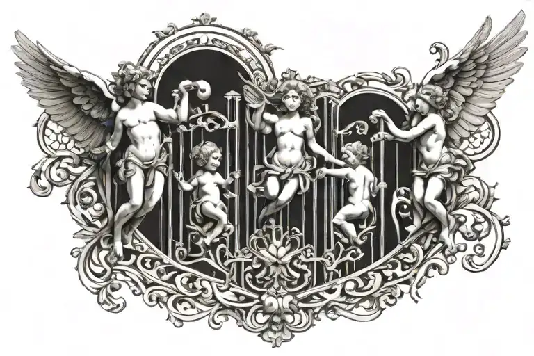 3 Cherubs In Heaven Gates