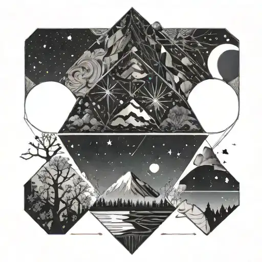 Nature Night Sky Silhouettes Hidden Within