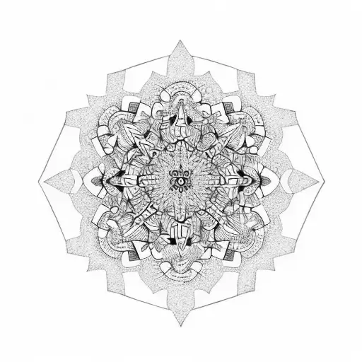 Mandala Snowflake Pine Trees Cuff Sleeve Black And White