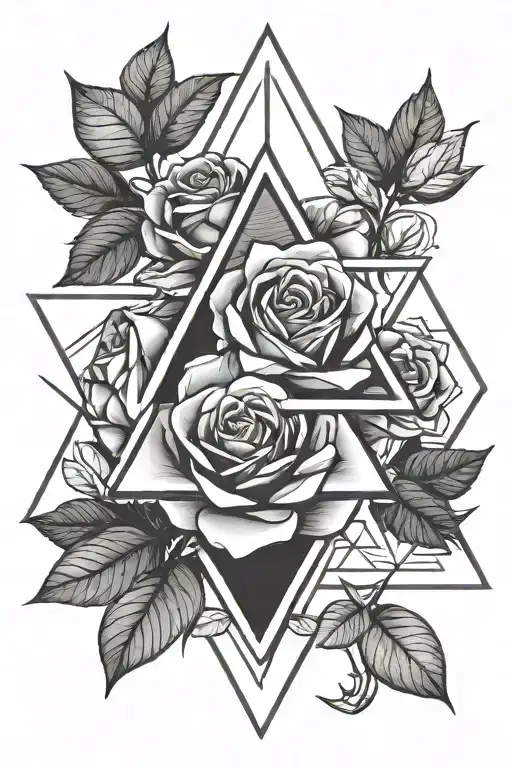 Rose And Triangle Black And White Minimalist With Year 2005 And Infinity Symbol