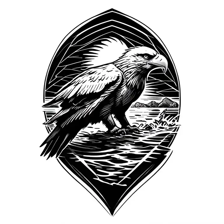 Bald Eagle Getting A Fish Out Of The Water