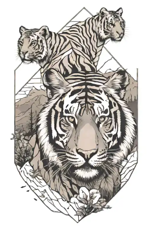 Tiger Outdoors Mountains Trees Lakes